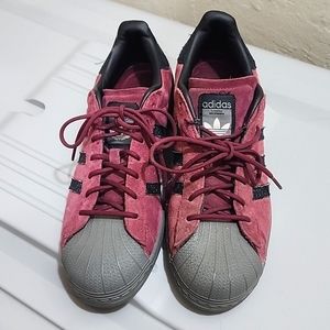 Adidas red suede shoes